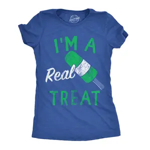 Womens Funny T Shirts Im A Real Treat Sarcastic Popsicle Graphic Tee for Ladies Funny Womens T Shirts Cute Vintage Fashion Casual Ladies T-Shirt Gift Funny Food Top Women's Novelty Tees Royal -
