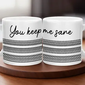 Gifted Boom - You Keep Me Sane Coffee Mug, Funny Optical Illusion Gift, Ceramic Mug For Coworkers, Friends, Hidden Message 11 Oz Coffee Cup, Galentines, Friendship Gift for Girlfriend, Sister, Bestie, Best Friend
