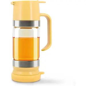 Glass Honey Dispenser No-drip with Handle – 9 oz Maple Syrup Container Honey Jar for Coffee, Pancakes & Waffles