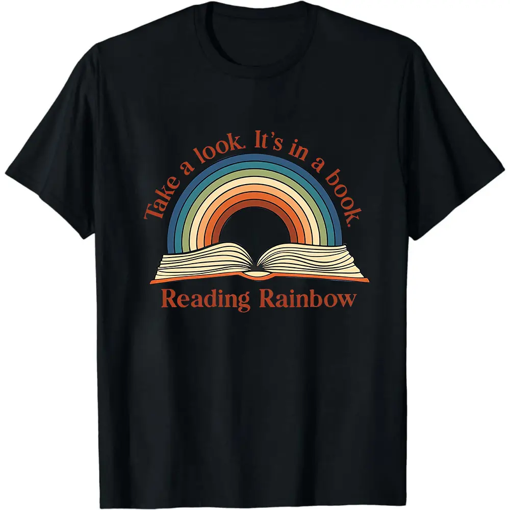 Take a Look it's in a Book Shirt, Retro Reading Shirt, Rainbow Books Shirt, Gift for Book Lover, Reading Shirt, Teacher Shirt, Library Shirt