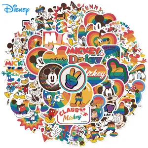 50pcs Disney Authorized Rainbow-colored Mickey Minnie Doodle Cartoon Stickers for Laptop, Phone Case, Skateboard