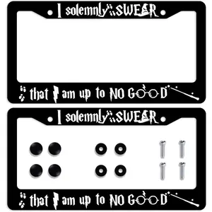 I Solemnly Swear That I Am Up to No Good License Plate Frame Funny License Plate Personalise License Plate Frames Rust-Proof Stainless Steel Metal Car Plates Tag Funny Decor Men Women 12.2" X 6.2"