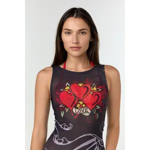ED HARDY 3 HEARTS' MESH DRESS COVER-UP