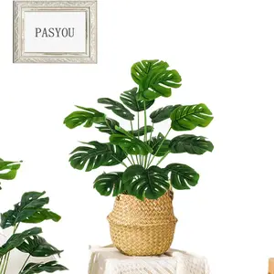 Artificial Large Fake Plant 1/2 Potted, 30 Inches Tall Monstera Leaf, Indoor Outdoor Decor, Living Room Bedroom Bathroom Farmhouse Style