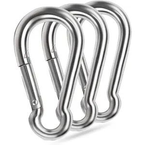 5 Inch 4 Inch Large Spring Snap Hooks,  Heavy Duty Rope Connector 304 Stainless Steel Hook Spring Clips Link Buckle 1/2 3/8 Clip for Hammock Swing Outdoor Travel