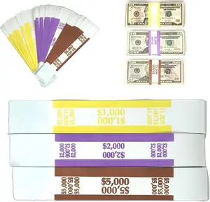 Money Bands Currency Sleeves Straps – 330 Pack Self-Adhesive Assorted Money Wrappers for Bills Color Coded Wraps Meets ABA Standards 7.5 X 1.25 Inches Counter Recyclable Kraft Paper $1000,$2000,$5000 Global Innovation Network LLC