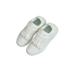 2026 Classic Embossed Pure White Sneakers — High Street Style, Thick Sole for Added Height, Casual Sports Shoes, Couples’ Edition