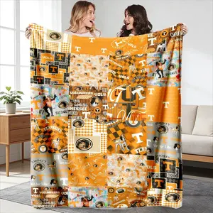 Tennessee Volunteers Patchwork Blanket, High-Weight Flannel Fabric, Soft and Warm, Anti-Wrinkle, Easy Clean, Ideal for Fans and Football Lovers