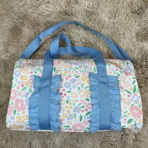 Floral print ruffle duffle bag shoulder bag