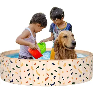 Foldable Dog Pool, 47" x 12" Hard Plastic Kiddie Pool, Collapsible Ball Pits for Toddlers, Pet Swimming Pools, Portable Sandbox Pet Bath Tub, Indoor and Outdoor Game Without BallsGift