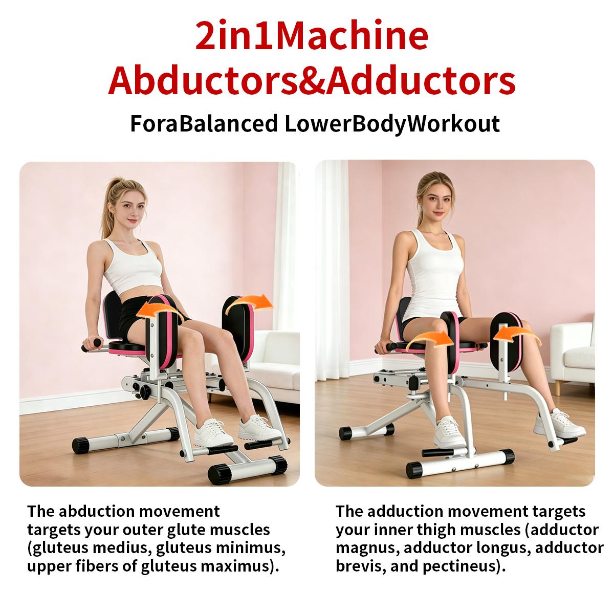 2-In-1 Dual-Resistance Cord Glute Machine - Hip Abductor  & Adductor Exercise Equipment - Adjustment Resistance Levels For Glute Strengthening, For Home Use, Upper Back Exerciser, Thigh Workout Equipment for Hip Sculpting & Butt Lifting SpringStatements