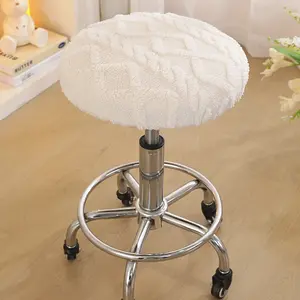Winter Comfortable Cotton Velvet Round Stool Chair Cover, Universal Chair Cover, High-End Anti-Slip Living Room Seat Pad, Pet Friendly