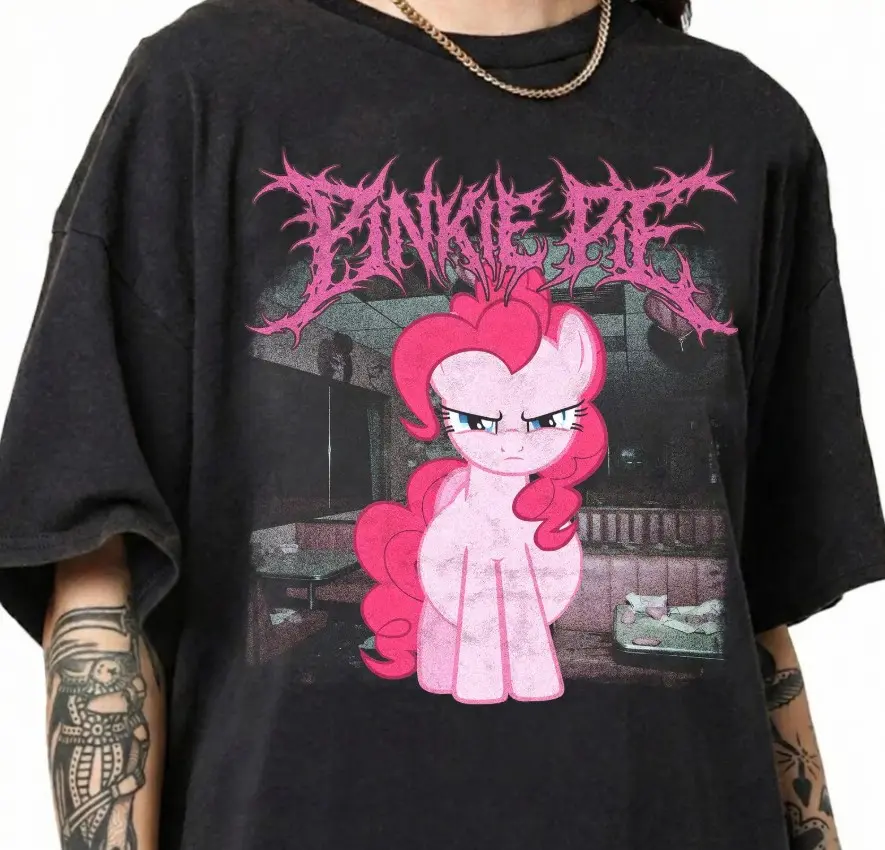Pinkie Pie Shirt, Goth Punk My Little Pony Tee, Metal Aesthetic Graphic T-Shirt, Unisex Cotton T-Shirt All Sizes Streetwear