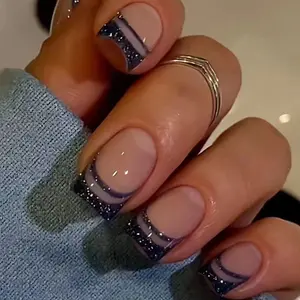 Enigmatic Purple Arc Press-On Nails | CurvLife Nail | 24pcs Medium Oval Fake Nails | Glossy Finish with Subtle Glow & Purple Lines | Easy to Apply, Comfortable & Long-lasting | Great for Concerts, Magic Shows, Costume Parties & Mystical Soirees