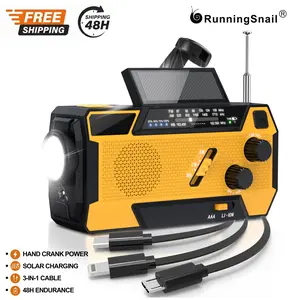 3 in 1 Charging Cable Hand Crank Emergency Radio，NOAA Weather Radio 7400mWh，Portable Solar power ，AM/FM for Winter Storm Hurricane Survival Gear Chargeable Orange so alarm crank radio outage winter storm