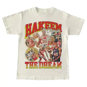 Hakeem Olajuwon The Dream Shirt, Basketball shirt, Classic 90s Graphic Tee, Unisex, Vintage Bootleg, Gift, Classic, High Quality, Great Gift For Friend, Street Style, Many Colors Size S To XL, Tiktok Shop Menswear Top