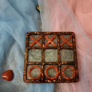 Handmade Resin Tic-Tac-Toe Game, Tabletop Family Game for Home Entertainment, Unique Gift for Adults-Kids