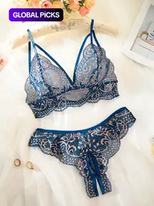 English: Sheer Lace Bralette Set - Lightweight Breathable See-Through Triangle Cups, Comfort & Style for Everyday Wear! Bra Sets