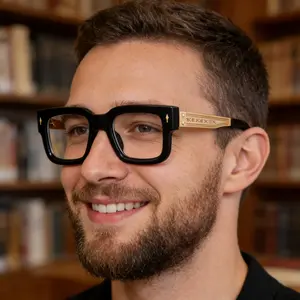 Men Fashion Square Plain Glasses, Small Frame Optical Eyeglass Frames, No Diopter Empty Frames, Customizable Myopia Lenses For Daily Casual Wear