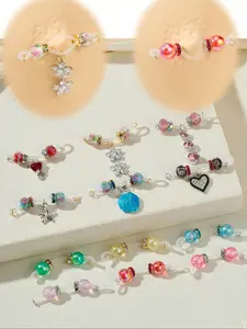 2pcs Cute Summer Fake Nipple Piercings Adjustable Fit Daily Wear Fake Nipple Rings Heart Starfish Shell Dangly Fake Nipple Jewelry Faux Piercing Gift Valentine For Lovers Fashion Body Jewelry