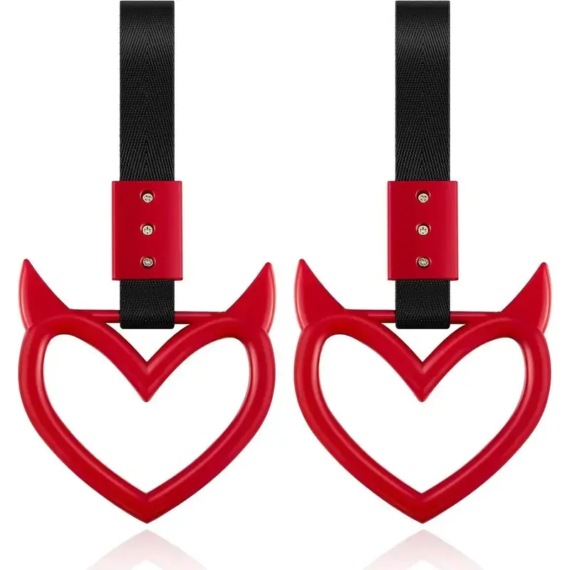 2 Pieces Heart Handle Keychains Car AccessoryHeart Hand Strap Drift Charm for Car Interior ExteriorDecoration(Red,Devil Style) jdm accessories heart ring Car Interior Decorative Automotive Decorative Accessories Car Decorations