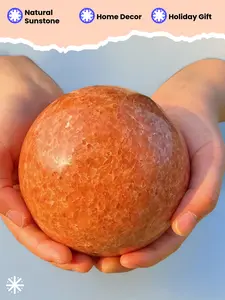 Natural Sun Stone Ball Ornament, Crystal Ornament, Natural Sunstone, Unique Appearance, Natural Material, suitable for daily home, office, and study display. It is also a holiday gift for family and friends on Valentine's Day, Christmas, and Halloween