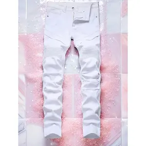 Men'S Straight Slim Motorcycle Jeans