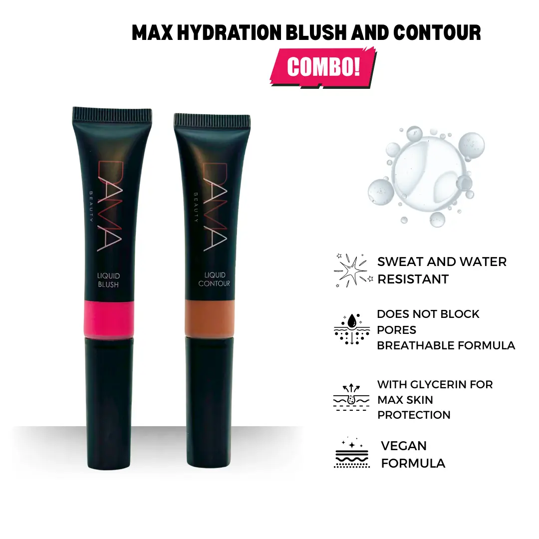BLUSH AND CONTOUR DUO-Creamy easy to  blend formula, highly-pigmented, ultra-bendable liquid blush, all skin tones Lip Cheek Tint Flawless