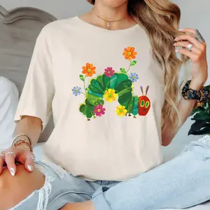 Cute Caterpillar Floral T-Shirt – Colorful Book-Inspired Graphic Tee, Perfect for Teachers & Book Lovers, Eat The Rich Shirt, The Very Hungry Caterpillar Shirt