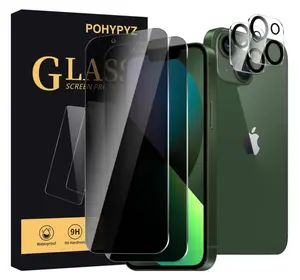 [2+2] Privacy Tempered Glass Screen Protectors with Camera Lens Protectors for iPhone 17,16,15,14,13,12,11, Smartphone, Cellphone, 9H Hardness, High Definition, Enhanced Protection, Flash Accessories