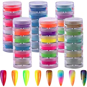 36 Colors Nail Pigment Powder Gel Acrylic Nails Art Pigments Colorful Luminous Powder Iridescent Glitter Pearlescent High-Gloss Halo Powder for Nail Art, Body and Crafts duck foot