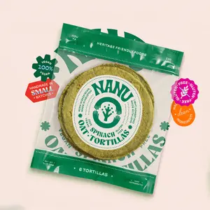 Spinach Oat Tortillas - 5 PACK -  GF - Vegan - Clean Ingredients - Oat Flour - Preservative, Dyes, and Seed Oil Free