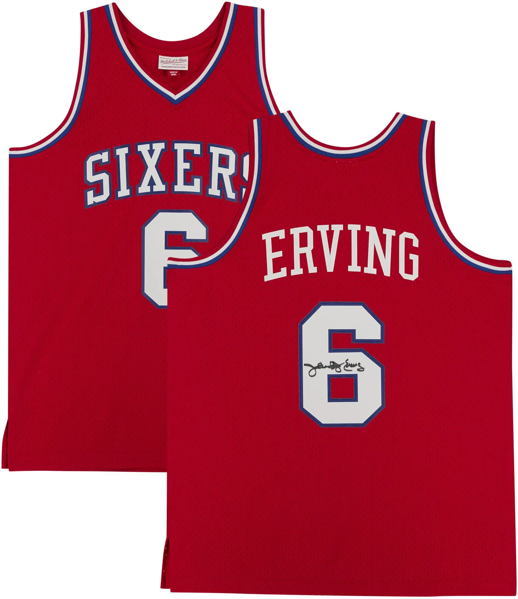 Julius Erving Philadelpha 76ers Autographed Red 1982-83 Mitchell & Ness Replica Jersey - Fanatics Authentic Certified