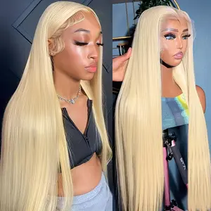 Yonova 13x6 Lace Front Brazilian Virgin Human Hair Wig - 613 Straight Blonde, 200% Density Fluffy Hair, Comfortable Fit for Daily & Special Occasions