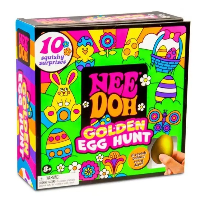 Nee Doh Golden Egg Hunt 10 Pcs Squishy Surprise Toys Fidget Stress Relief Squeeze Toys for Kids Easter Gift