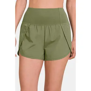 Zenana High-Waisted Zippered Back Pocket Active Shorts Basic Comfort