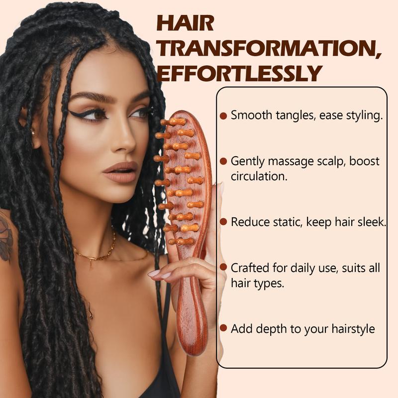 【Valentinesdaygift】Loc Brush for Dreads, Comfortable Massage Comb, Scraping Massage Tools Wide Tooth Comb, Elegant Wood, Love At First Find