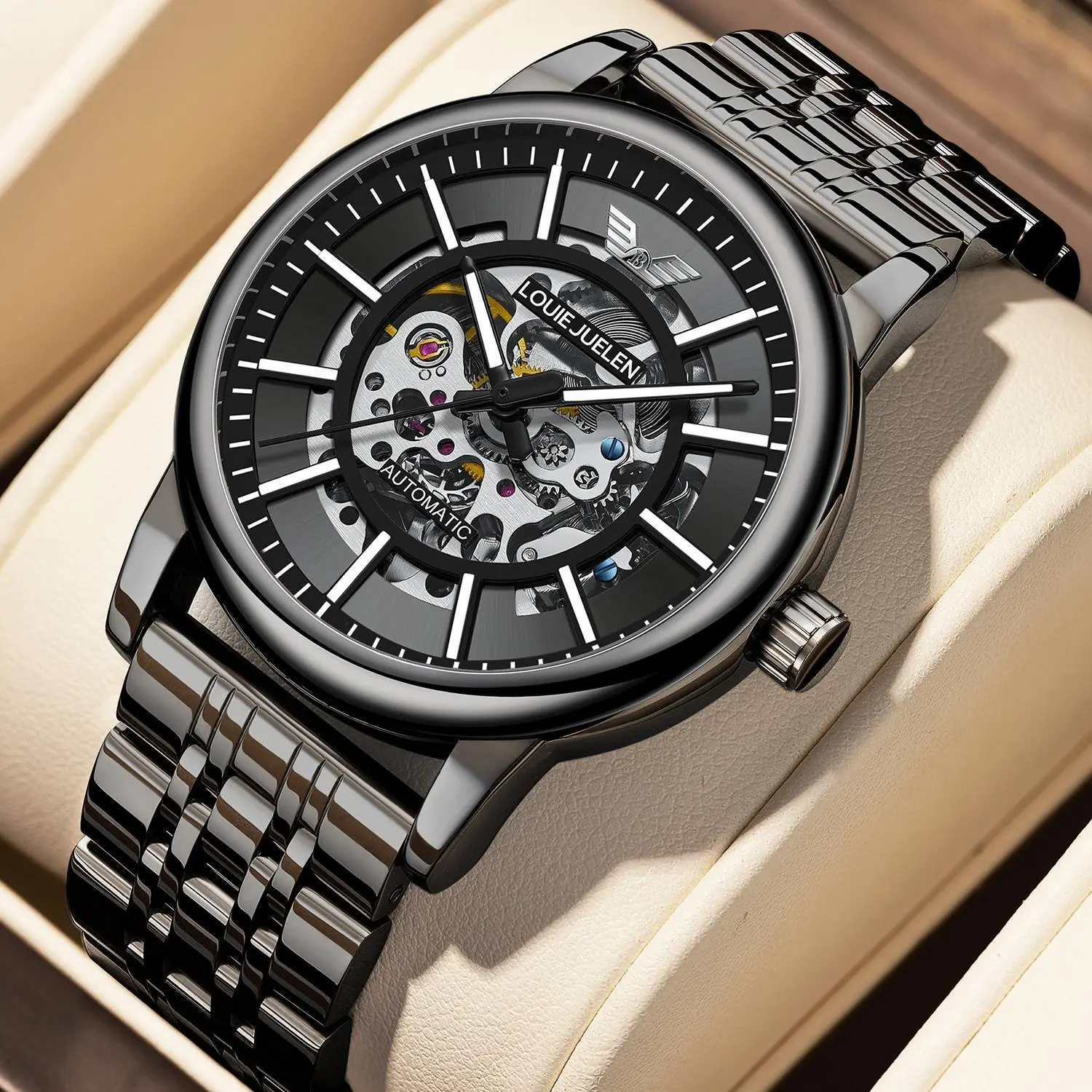 Luxury Men's Chronograph Watch with Sapphire Crystal, 42mm Elegant 3-Subdial Design, Multifunctional with Luminous Hands, Elegant Watch, Luxury-Inspired Wrist Watches