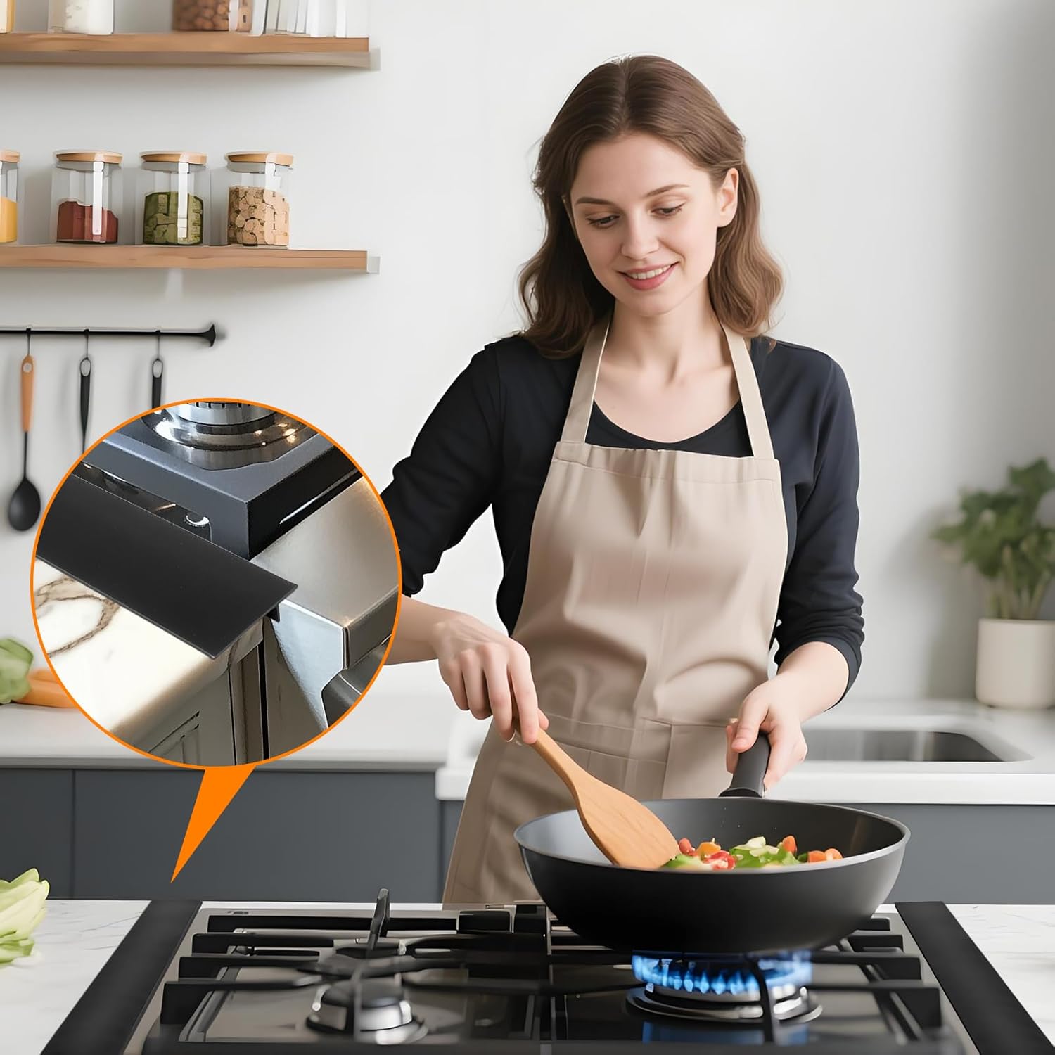 Premium 2 Pack Silicone Stove Gap Covers, Heat Resistant Oven Gap Filler Seals Gaps Between Stovetop and Counter Easy to Clean - 25 Inches