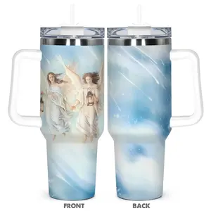 Angel Pattern Tumbler,  1 Count 40oz Stainless Steel Insulated and Durable Water Bottle with Lid, Birthday Gift for Friend
