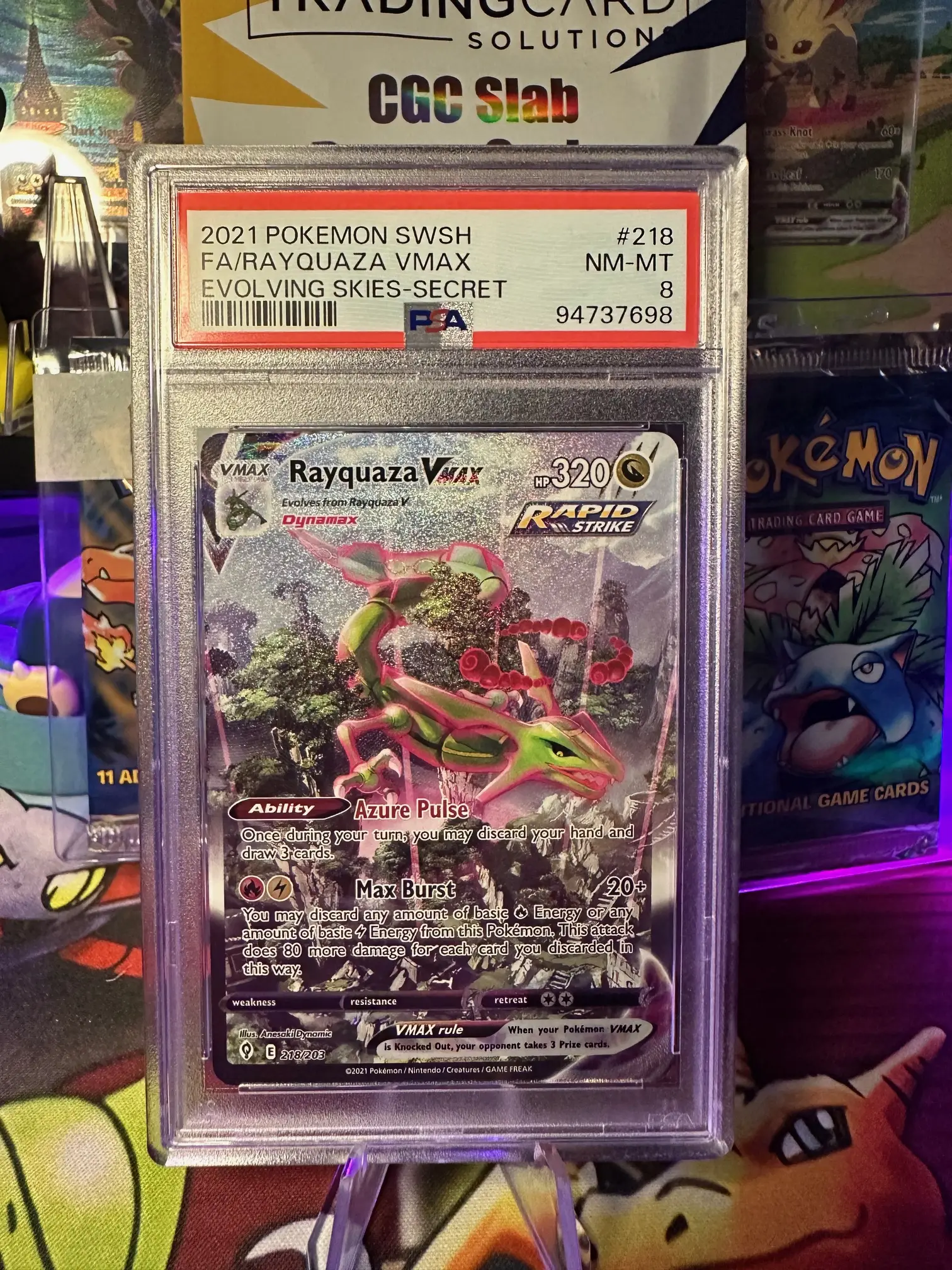 PSA 2021 Pokemon SWSH FA/Rayquaza Vmax Evolving Skies Secret 8