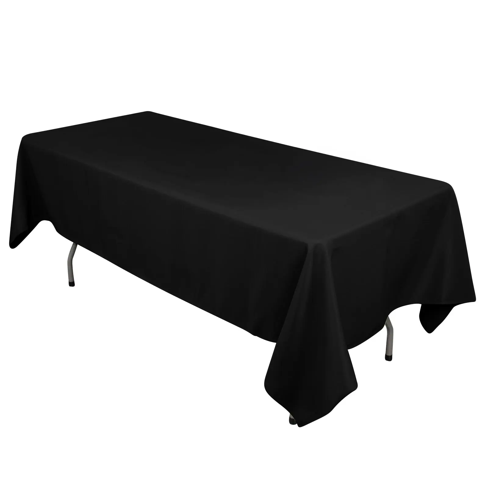 Black Cotton Blend Rectangle Tablecloth (60"x102"), Wrinkle-Resistant for Party, Wedding, Banquet, Birthday, Business Settings