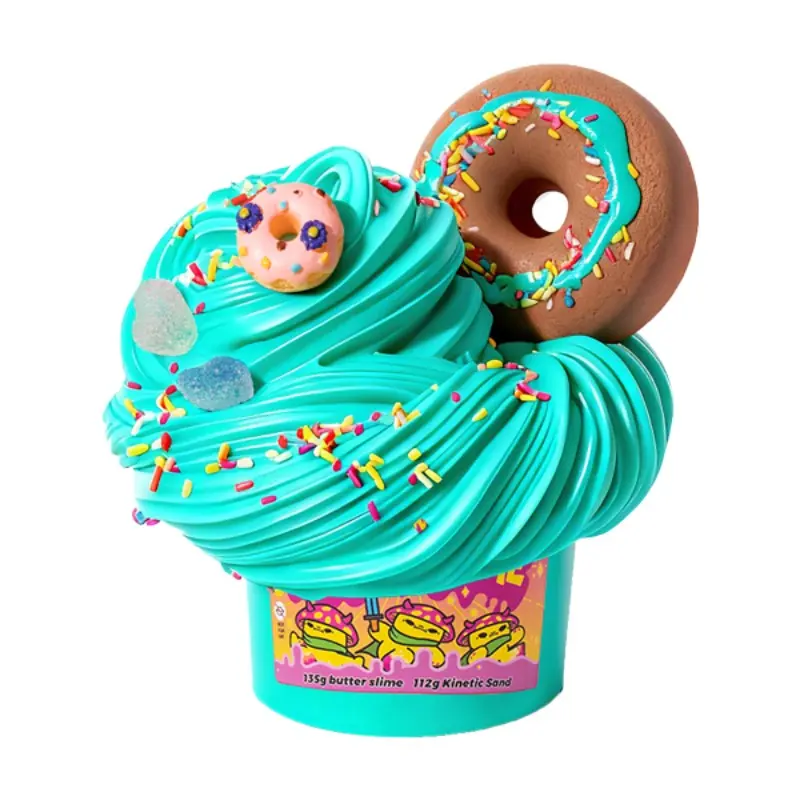 Slymu Butter Slime Donut Mint Chocolate - Sensory Fidget Toys, Stress Relief, ASMR, Party Favors for Kids, Birthday Gifts for Girls and Boys, Goodie Bag Stuffers, Squishy Covered Slime, Sensory Fidget Squishies, Decompression Squishy, Fidgets Squishies
