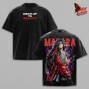 Madara Uchiha - NRT Anime T-Shirt Vintage Washed Oversized Streetwear, Heavyweight Cotton Unisex Graphic Tee, Gift for Anime Fans, Anime Lovers