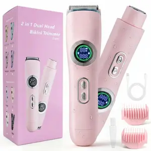 Bikini Trimmer for Women, 2 in 1 Electric Razors for Women,Dual Head Electric Shaver,Wet & Dry Use Body Hair Trimmer, Facial Hair Remover for Bikini Underarm Leg Arm