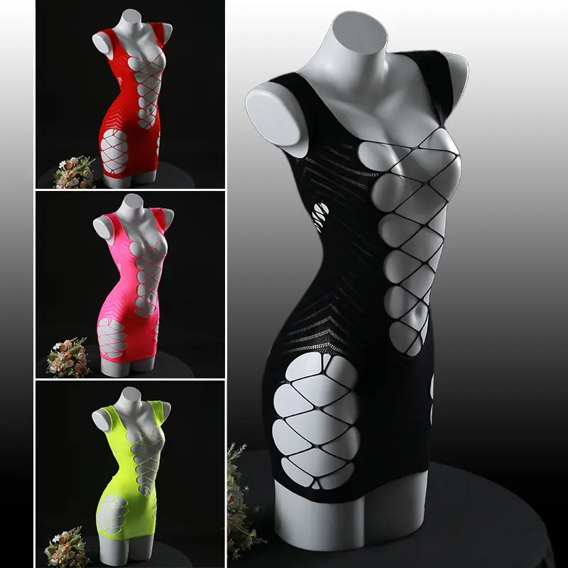 4Pcs Oversize Hot Lingerie for Women Naughty Fishnet Bodysuit Lingerie Set Outfits Erotic Mesh Pajamas