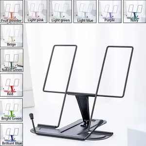 Adjustable Metal Desktop Bookshelf, Portable Recipe File Holder, Durable Typing Stand, Fits Recipes, Textbooks, Tablets, Sheet Music, with Page Clip, Desk Accessories