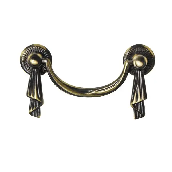 Lauren Drop Pull, 2.5 in. Center to Center, Antique Brass - Hand-Finished Door Hardware for Bath, Cabinet Door Handles with Enhanced Functionality