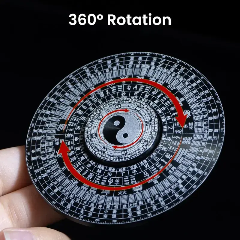 Feng Shui Bagua compass metal educational finger spinner | Rotating Tai Chi compass desktop toy for stress relief and enhanced focus | Traditional Chinese meditation aid suitable for office and home environments; silent attention deficit hyperactivity dis