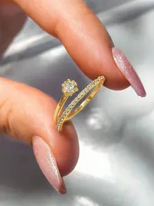 1 PC Glamorous Cubic Zirconia Ring Elegant Engagement Ring For Women For Valentine's Day Gift Wedding Anniversary Party Jewelry